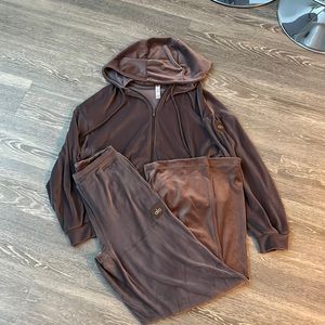 Brown Velour Alo Tracksuit